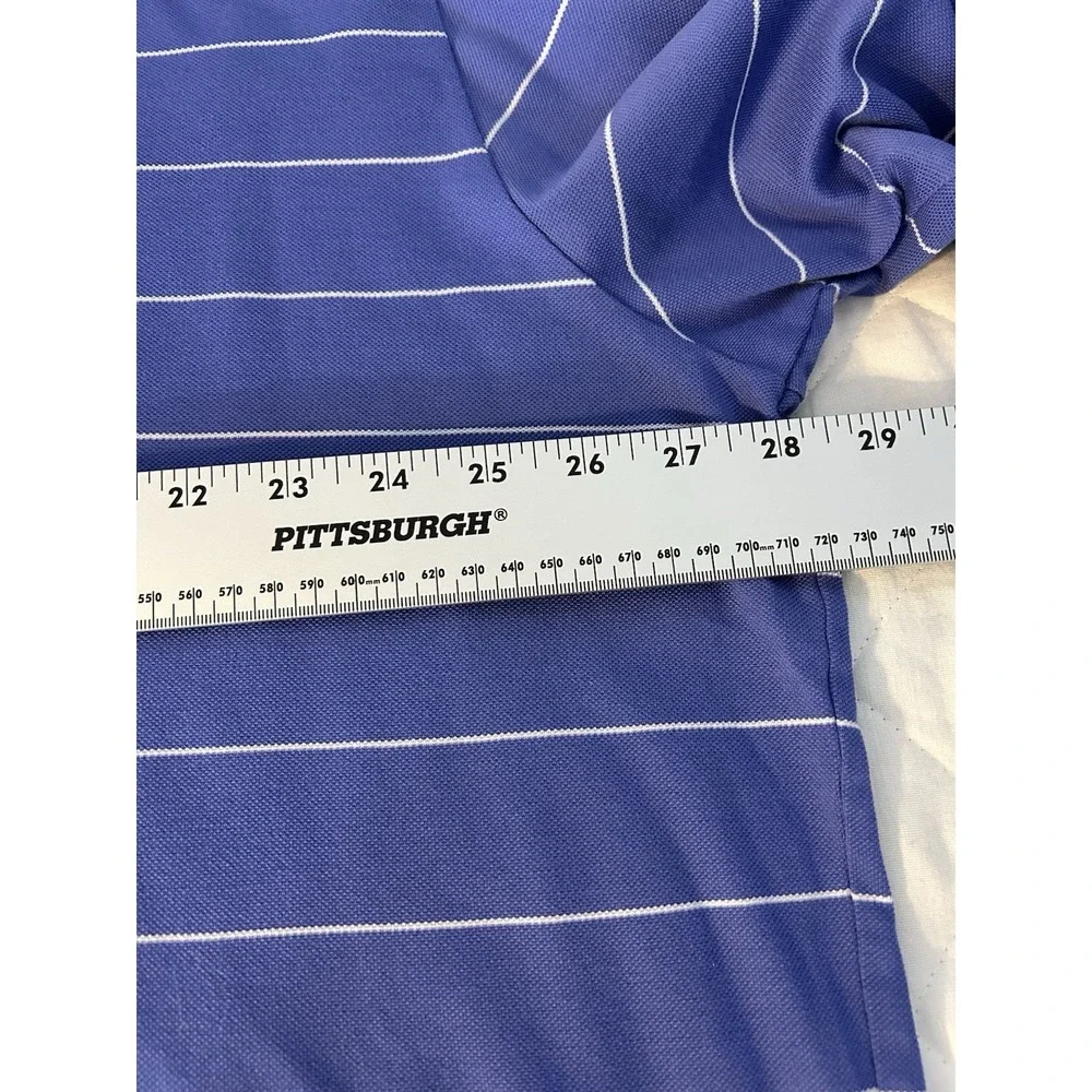 Polo Golf Ralph Lauren XXL Pima Cotton LS Shirt Hermitage C.G. Logo Blue Stipped